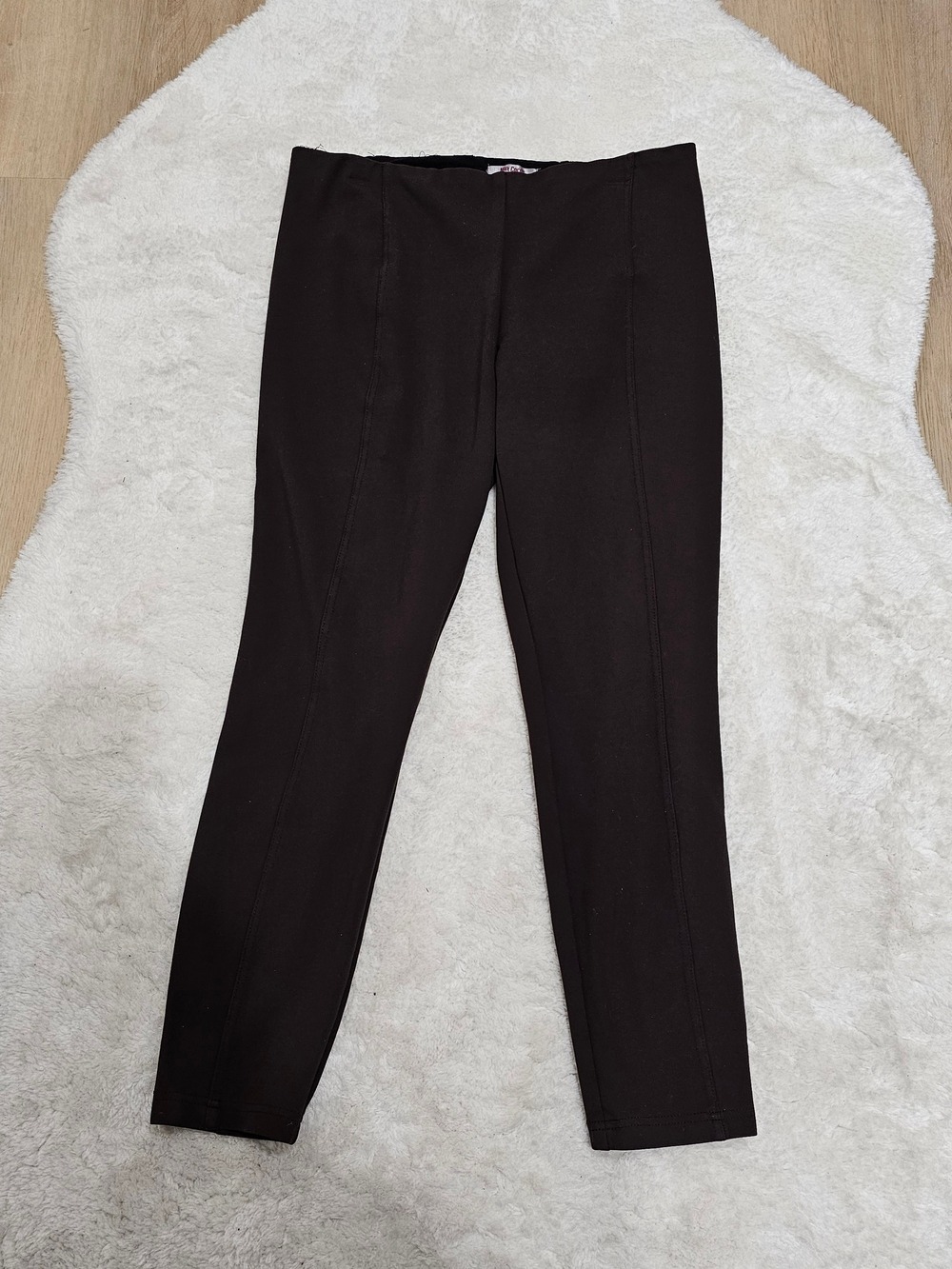 Brown Ponte Knit Pull On Pants Quiet Luxury Minimalist Academia Capsule Wardrobe - Picture 2 of 10